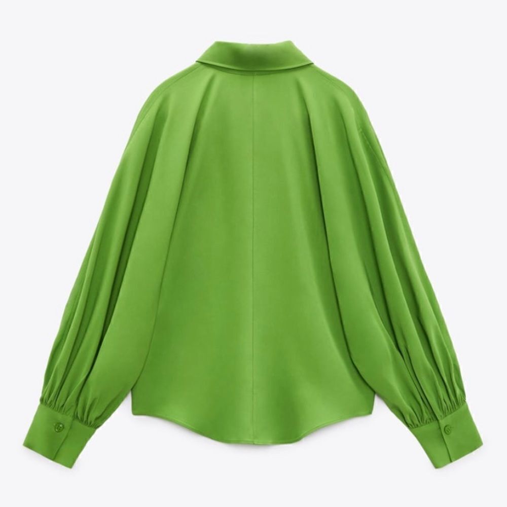 Zara Green Voluminous Blouse New - Picture 8 of 11